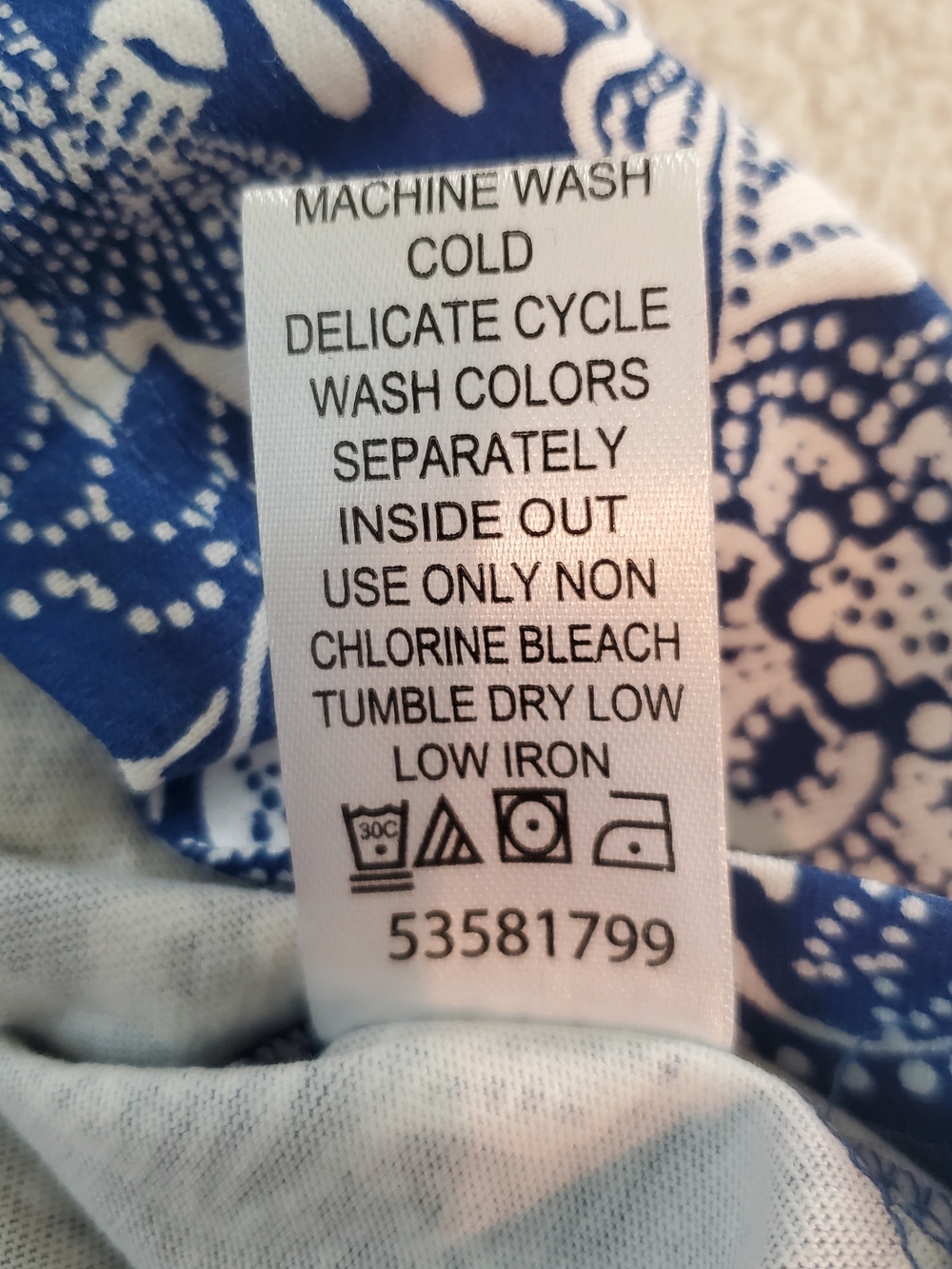 Woman Within 3X Top Blue & White Floral Scoop-Neck Long Sleeve with end ties NEW - Picture 10 of 12